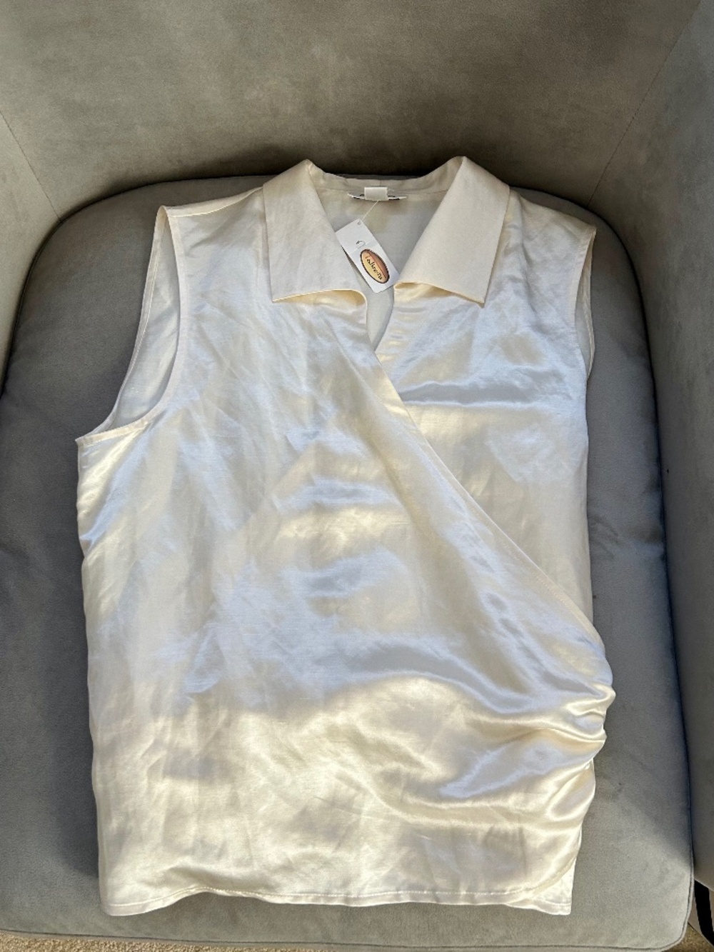 NWT Talbot's satin silk/linen wrap blouse M/L